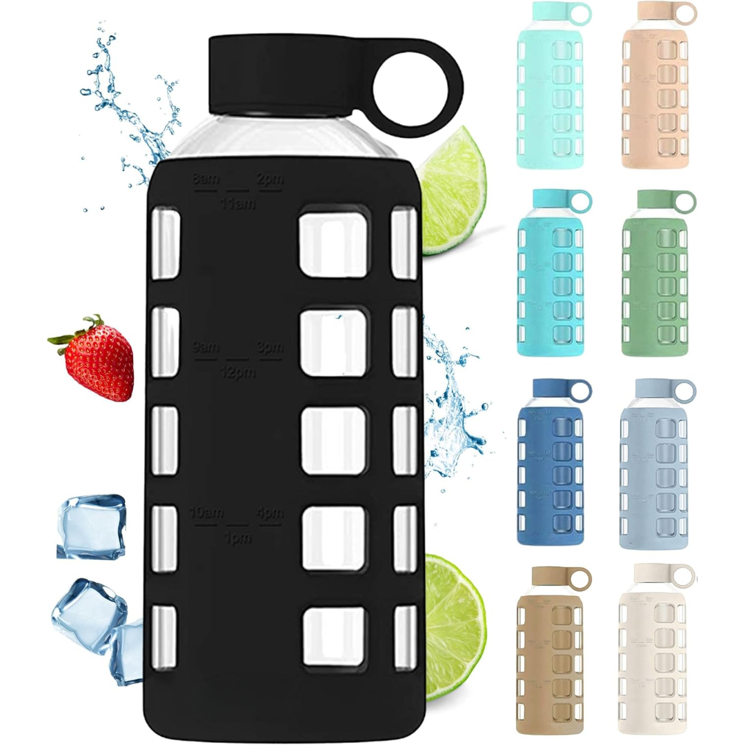 HydraFlow - Glazen Drinkfles met Tijdsindicator en Bescherming