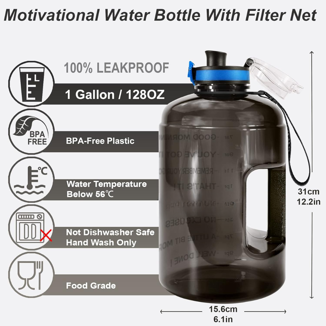 HydroBoost - Motivatie Waterfles met Tijdsmarkeringen