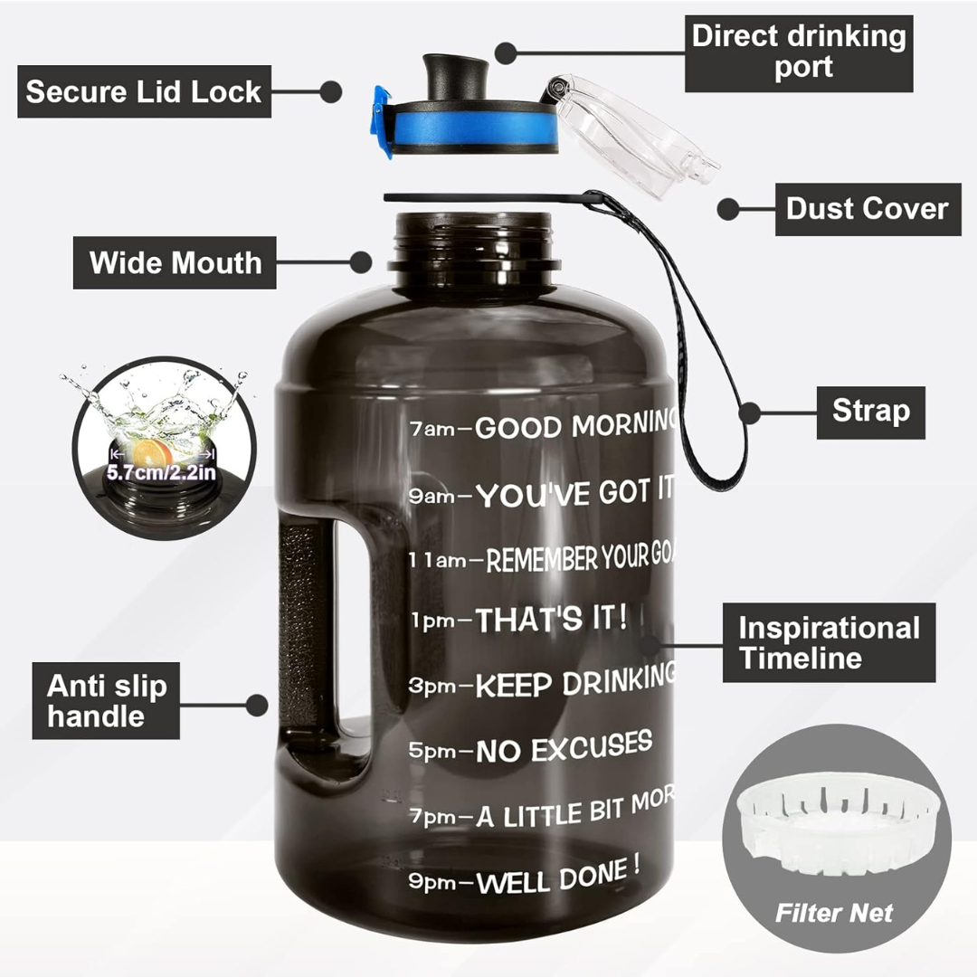 HydroBoost - Motivatie Waterfles met Tijdsmarkeringen