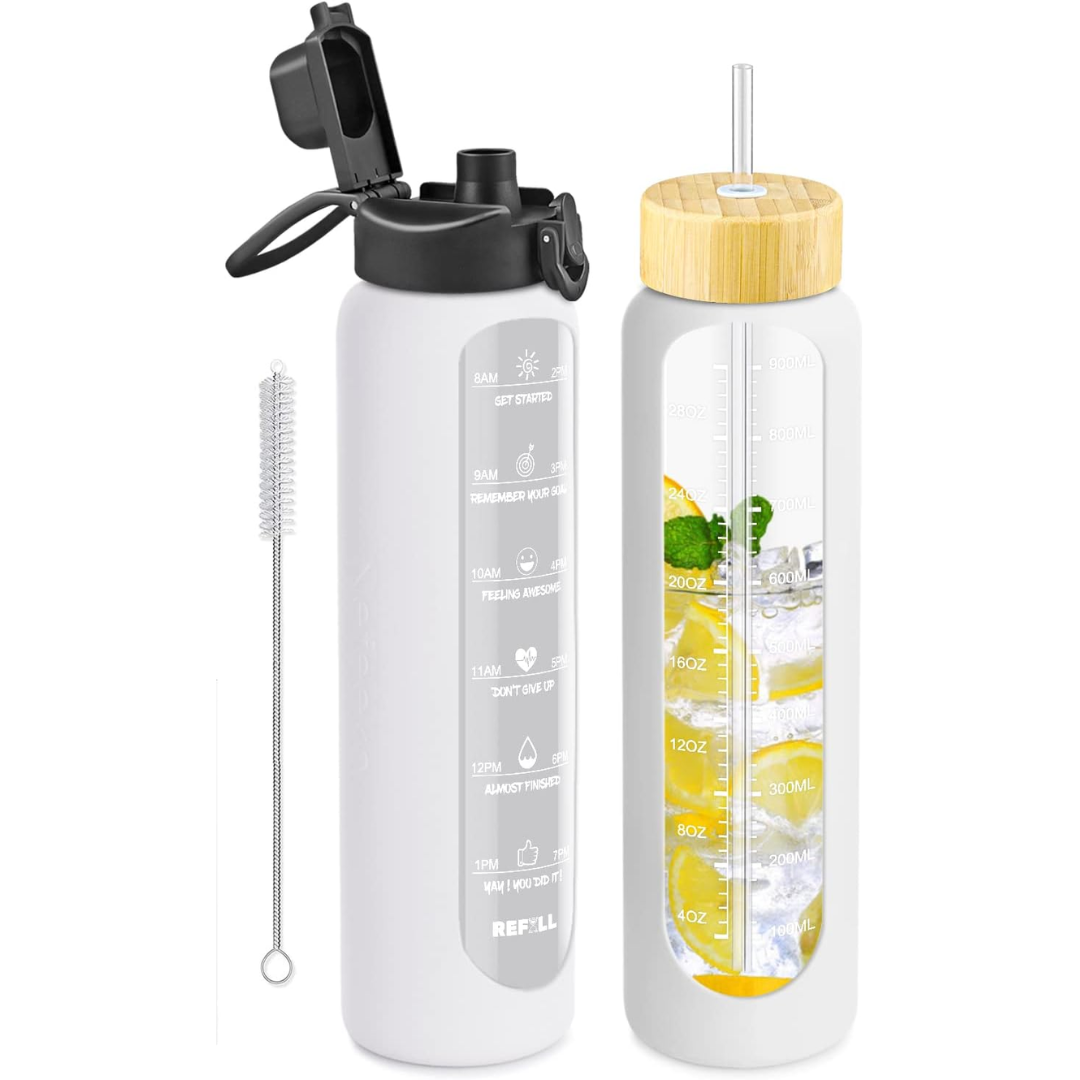 HydraVibe - Herbruikbare Waterfles met Motivatie en Rietje
