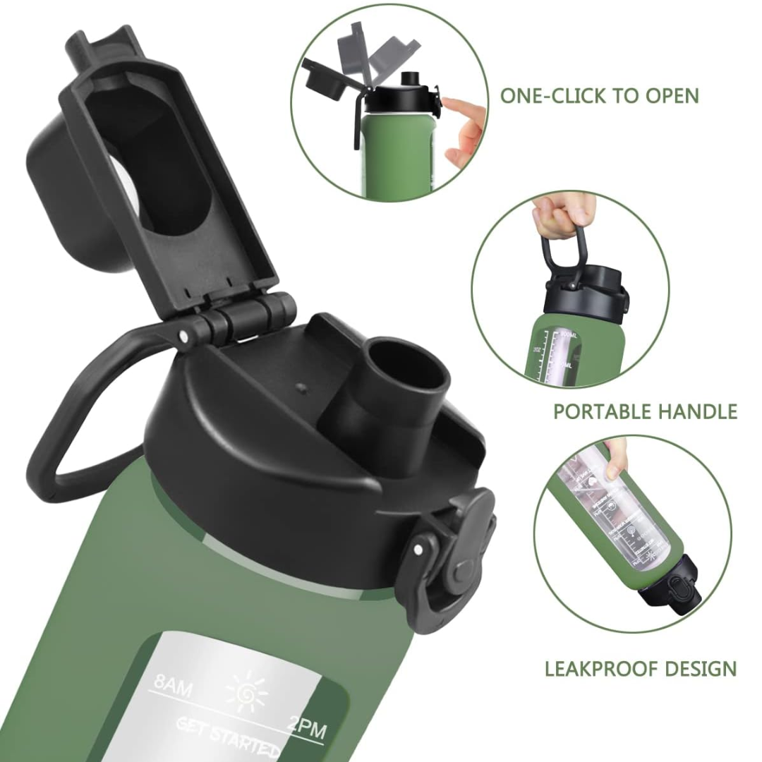 HydraVibe - Herbruikbare Waterfles met Motivatie en Rietje