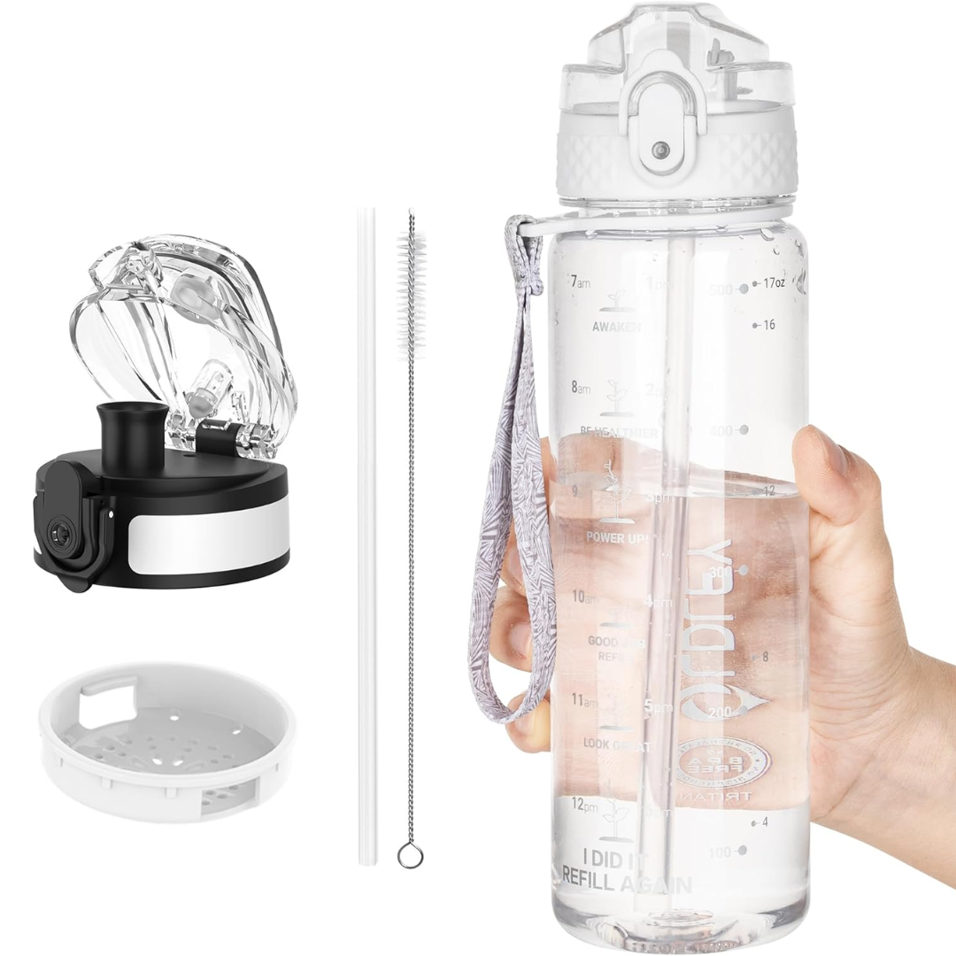 EcoFlow - Herbruikbare Tritan Waterfles met Rietje