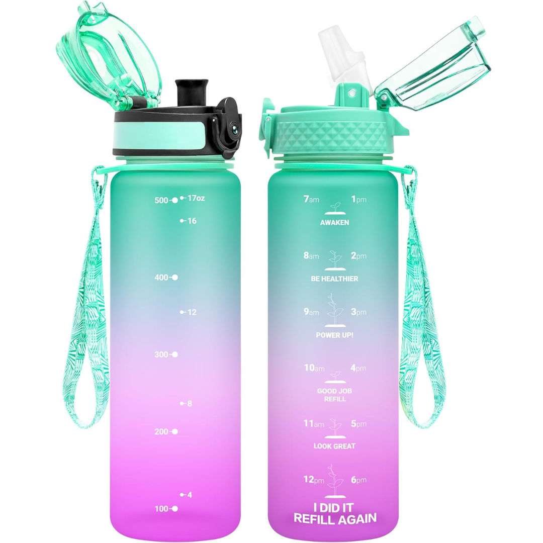 EcoFlow - Herbruikbare Tritan Waterfles met Rietje