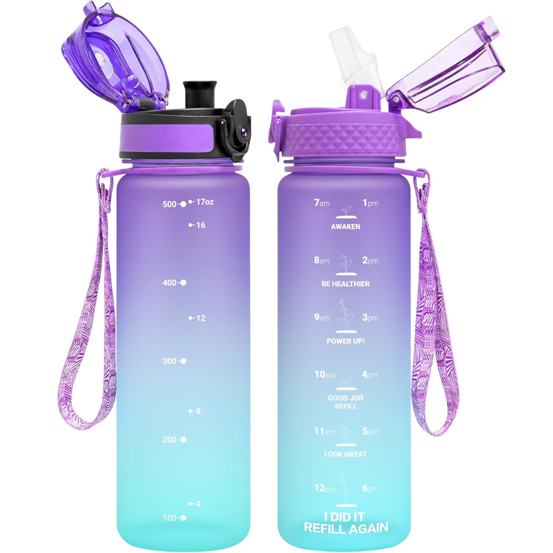 EcoFlow - Herbruikbare Tritan Waterfles met Rietje