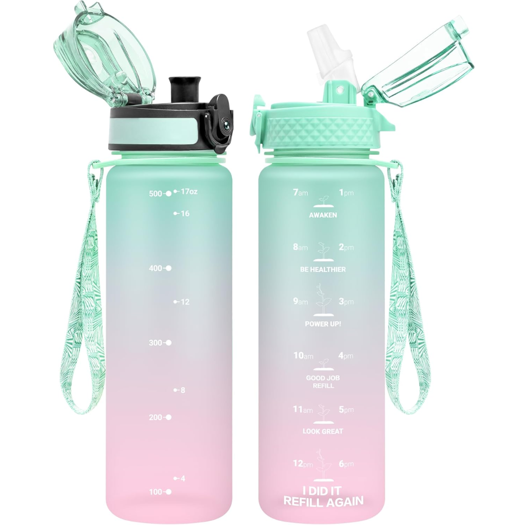 EcoFlow - Herbruikbare Tritan Waterfles met Rietje