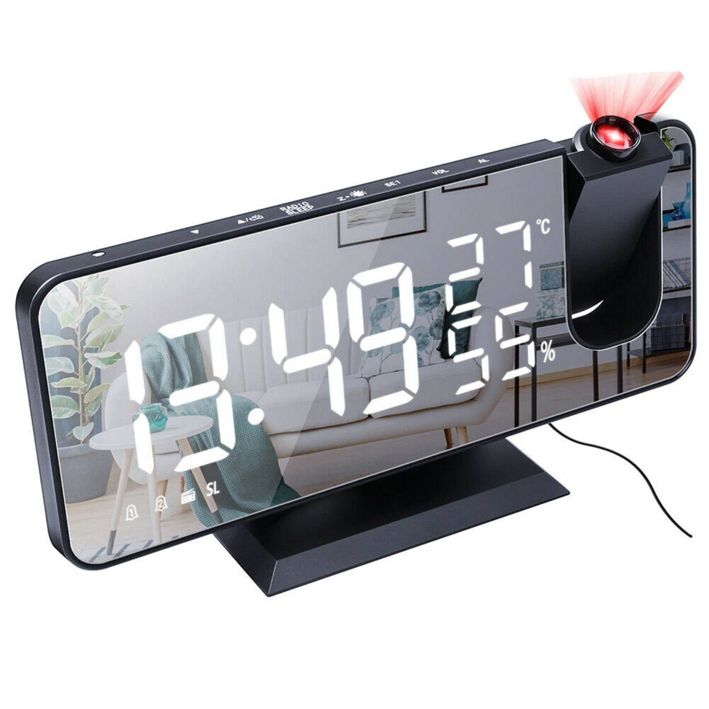 Astronatic™ Alarmklok - LED Scherm met 180° Projector