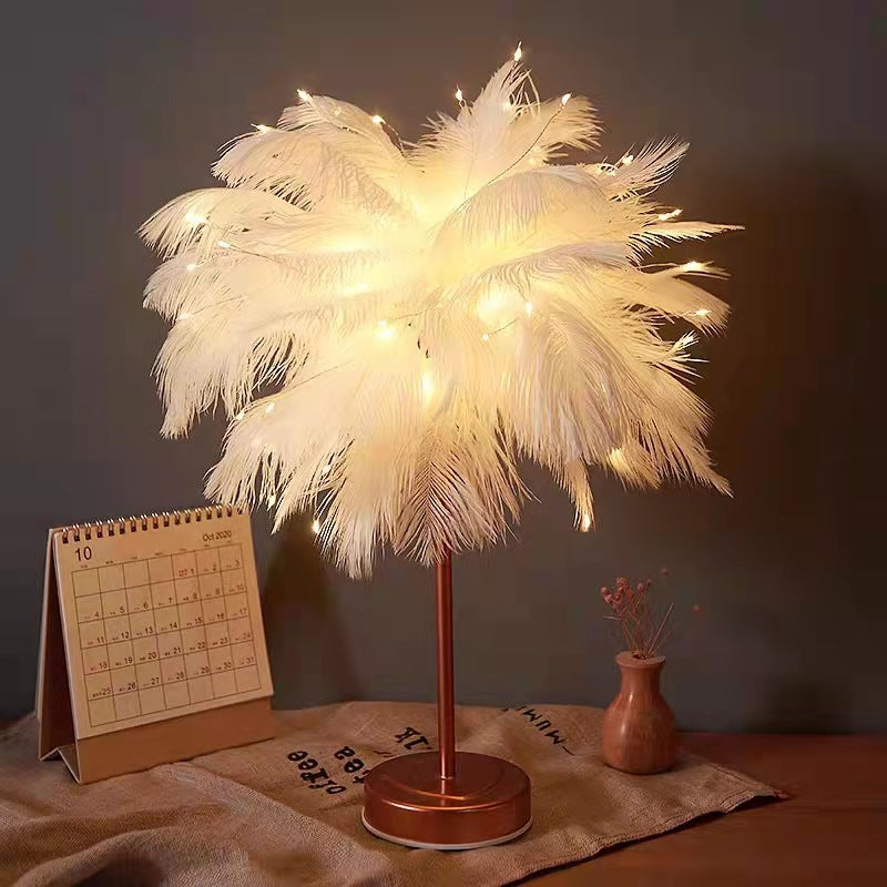 OstrichGlow Nightlight - Unieke Sfeerlamp met Roze Voet