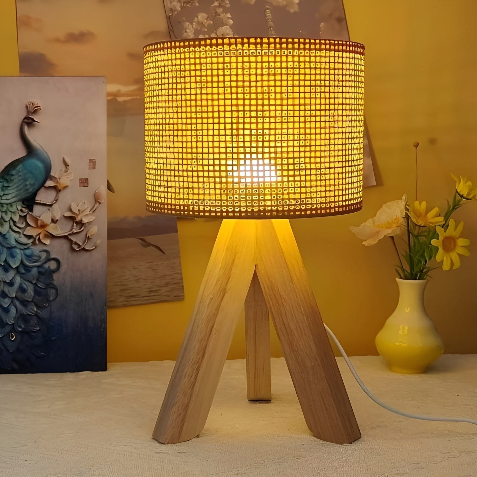 Handgemaakte Rotan Tafellamp met USB en LED - Stijlvol en Duurzaam Design