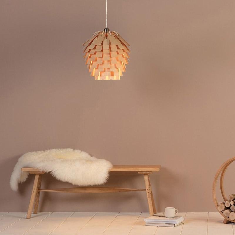 ArtichokeGlow Pendant - Luxe Houten Hanglamp met Rustieke Charme