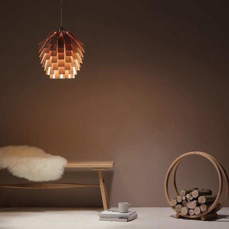 ArtichokeGlow Pendant - Luxe Houten Hanglamp met Rustieke Charme