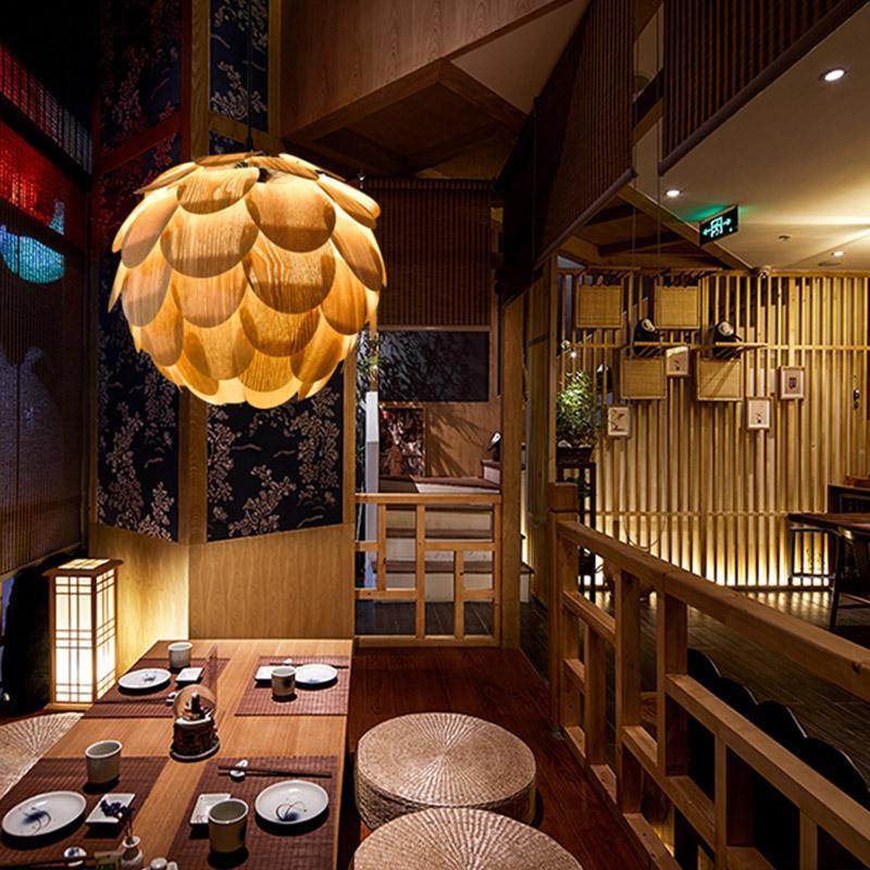 PineappleGlow Pendant - Luxe Houten Hanglamp in Ananasvorm