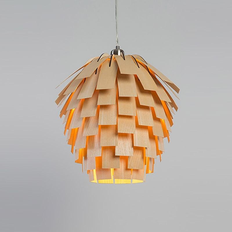 ArtichokeGlow Pendant - Luxe Houten Hanglamp met Rustieke Charme