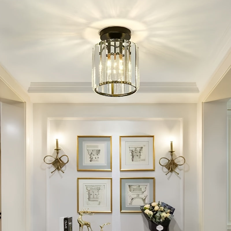 CrystalLuxe – Elegante Zwarte LED Plafondlamp met Kristal