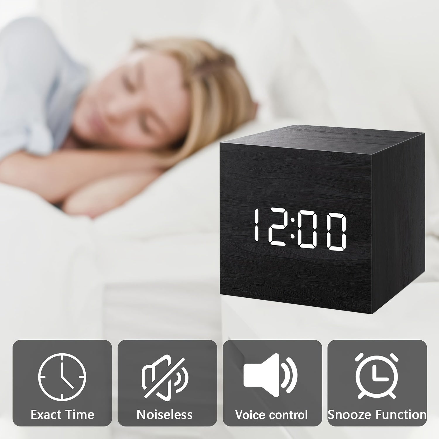WoodTime Clock – Stijlvolle Houten Wekker met LED Display