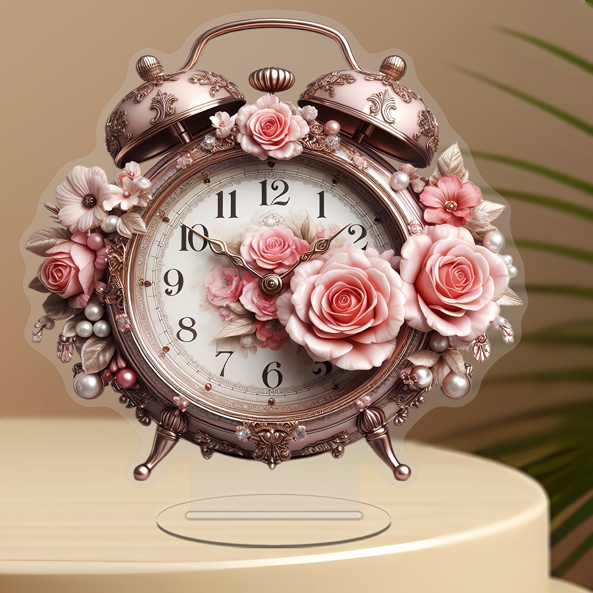 BohoBloom Clock - Vintage Bloemenwandklok voor de Tafel