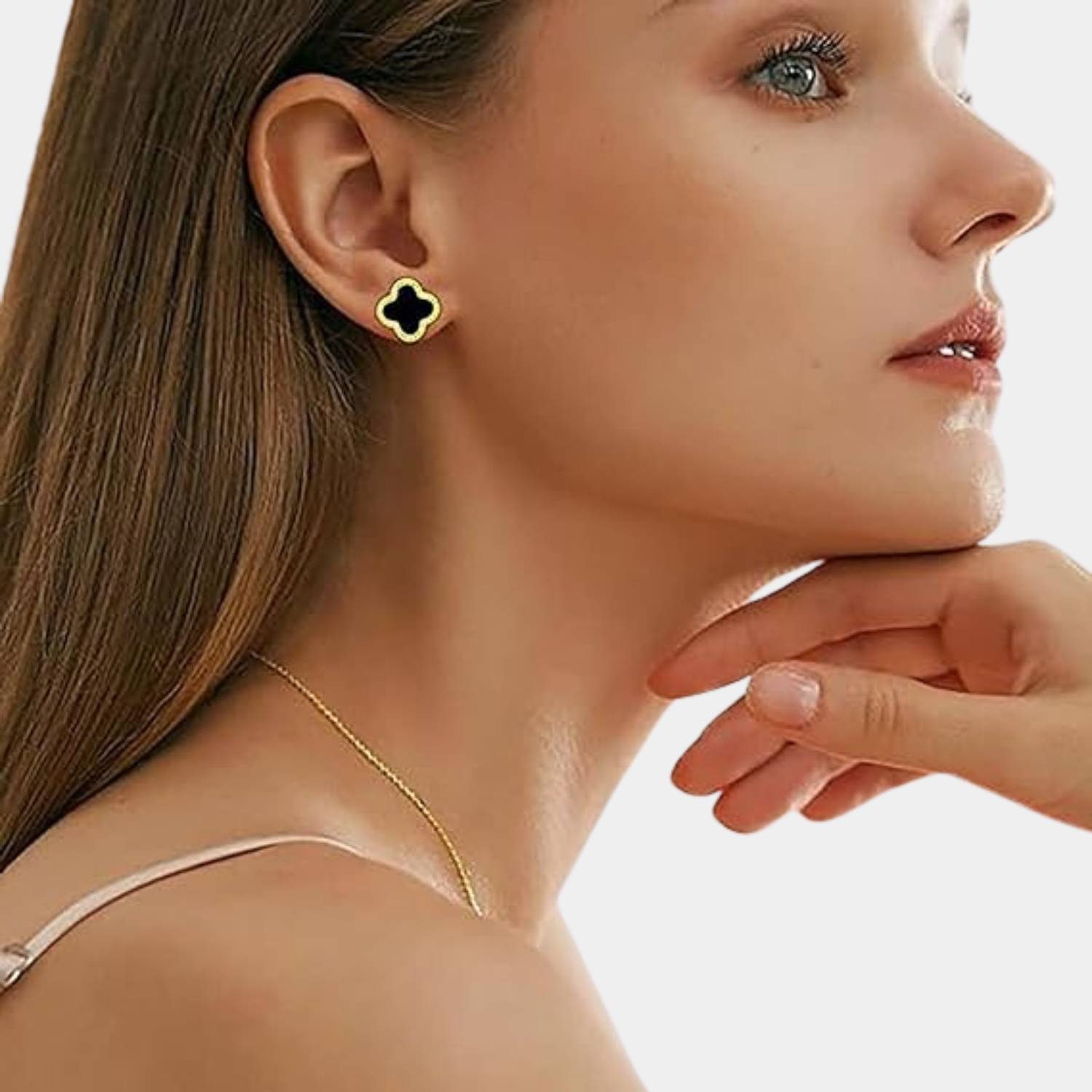 GoldenClove Jewelry Set - Elegante Klaver Ketting, Armband & Oorbellen