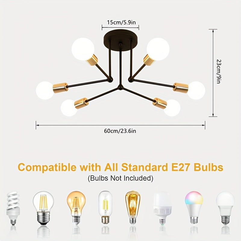 RetroGlow - Industriële 6-Lichts Plafondverlichting