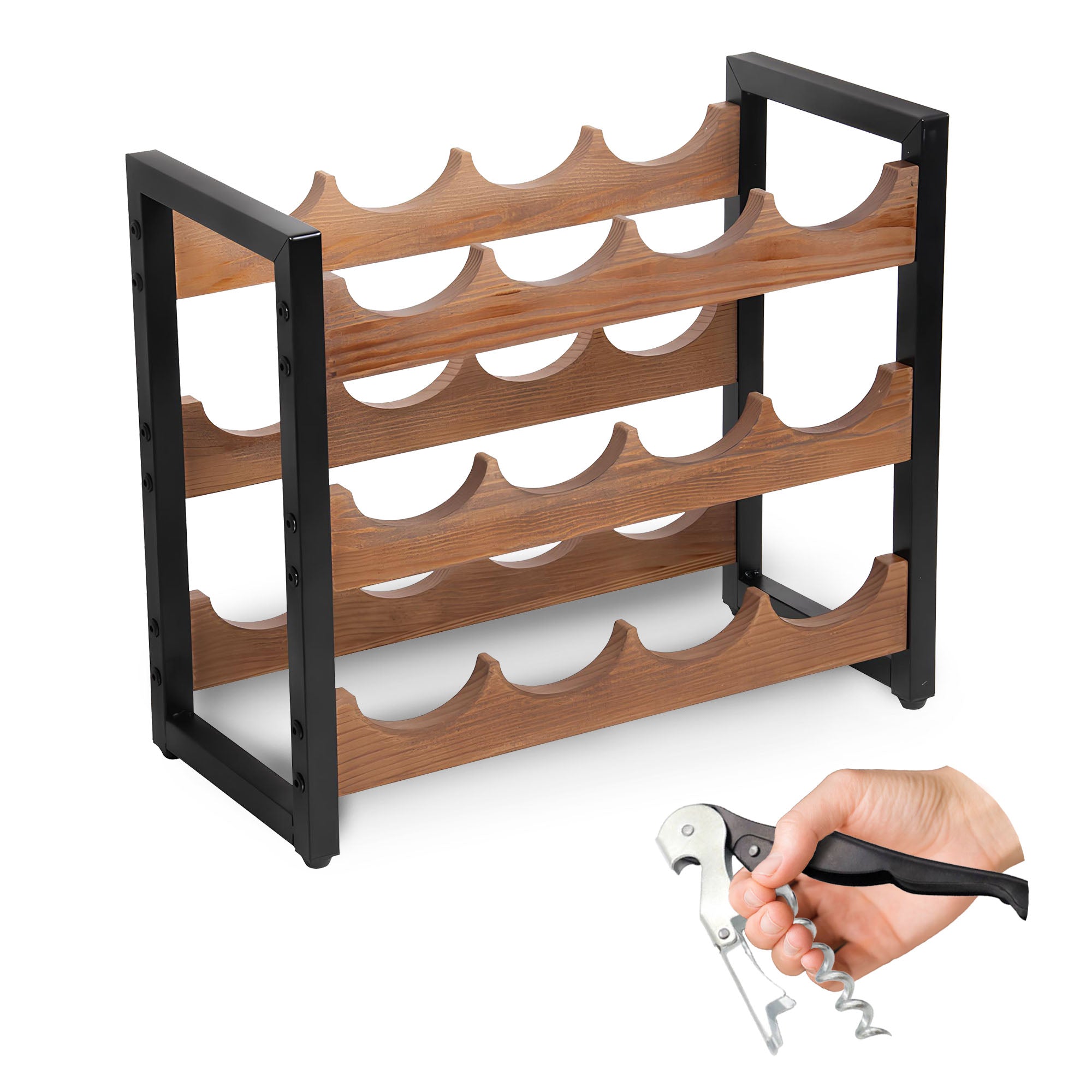 WineArt - Stijlvol Houten Wijnrek voor 12 Flessen