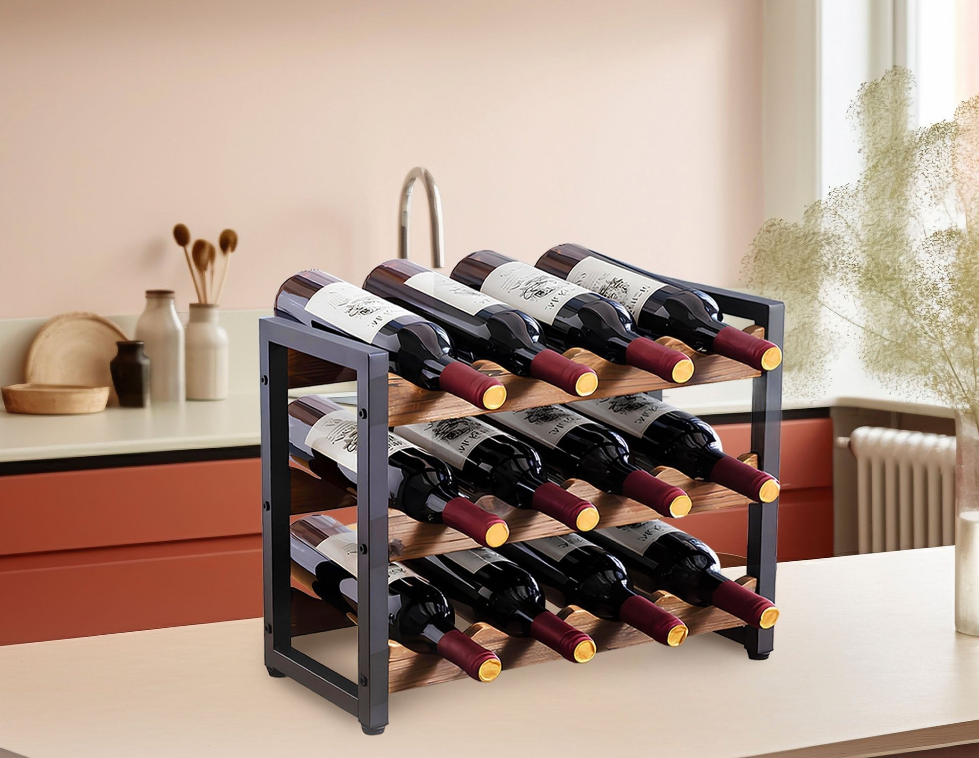 WineArt - Stijlvol Houten Wijnrek voor 12 Flessen