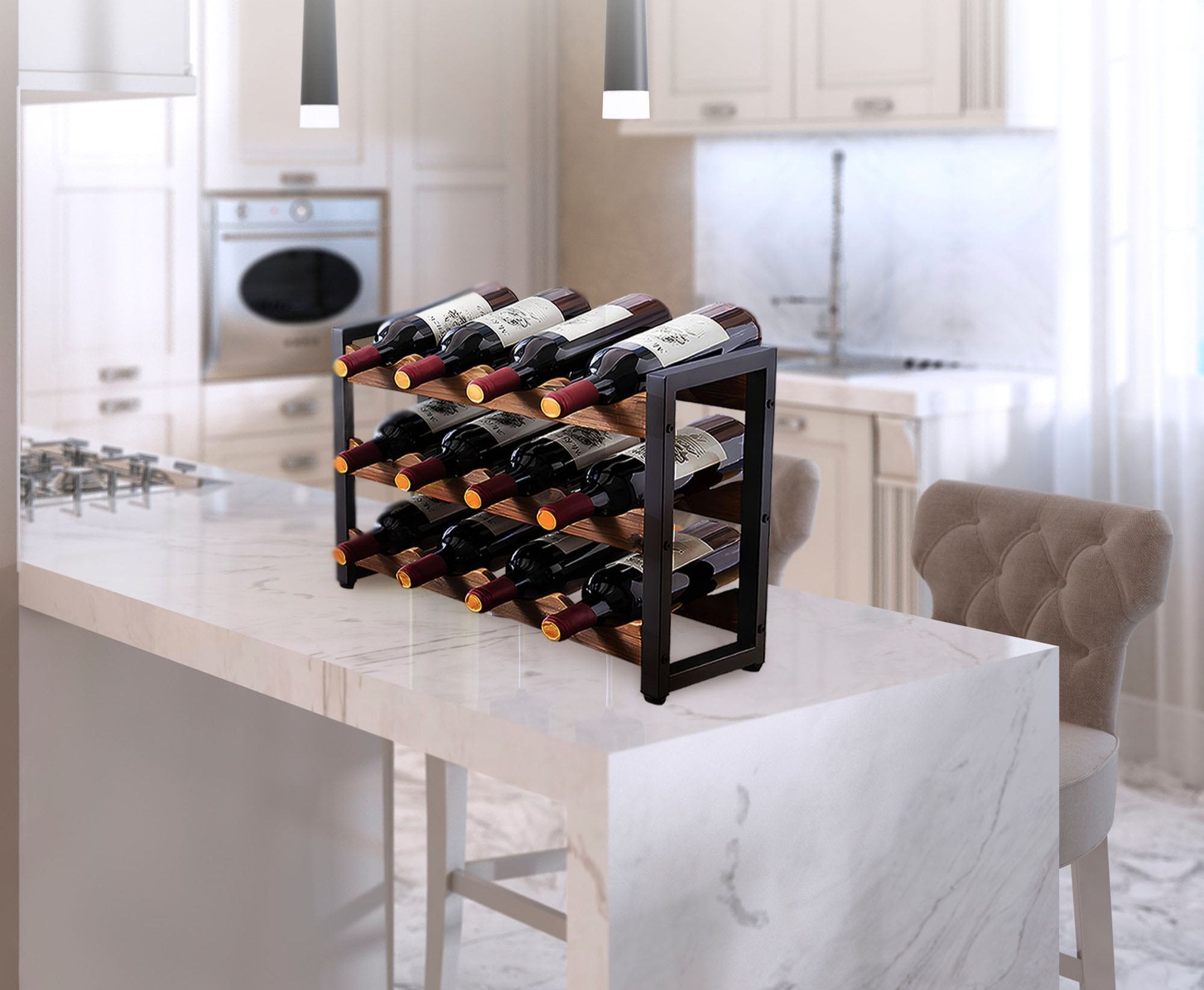 WineArt - Stijlvol Houten Wijnrek voor 12 Flessen