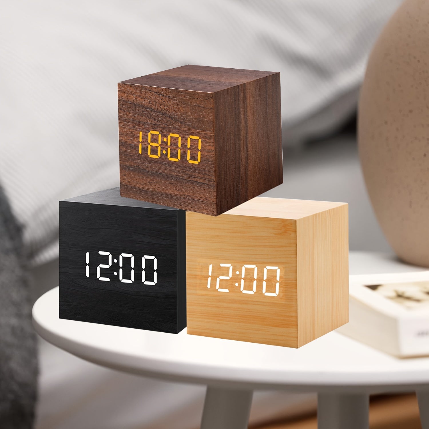 WoodTime Clock – Stijlvolle Houten Wekker met LED Display