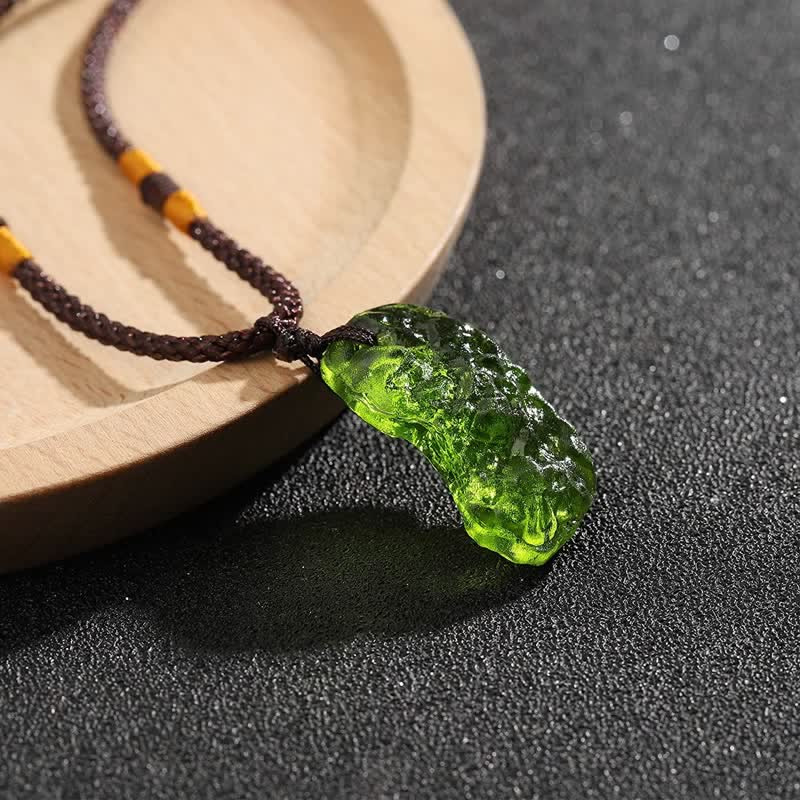 Alina's Enchanting Green Moldavite Pendant Necklace for Purification