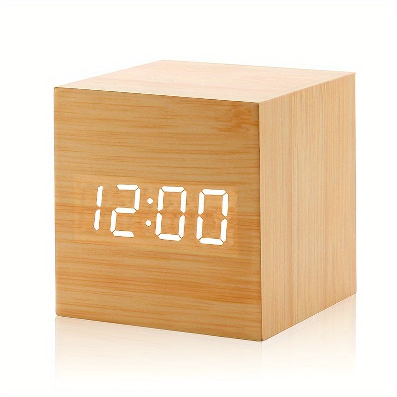 WoodTime Clock – Stijlvolle Houten Wekker met LED Display