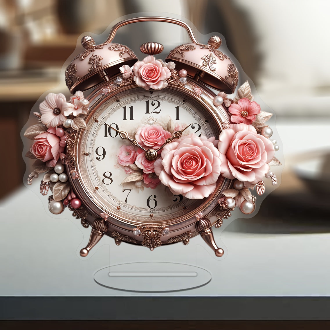 BohoBloom Clock - Vintage Bloemenwandklok voor de Tafel