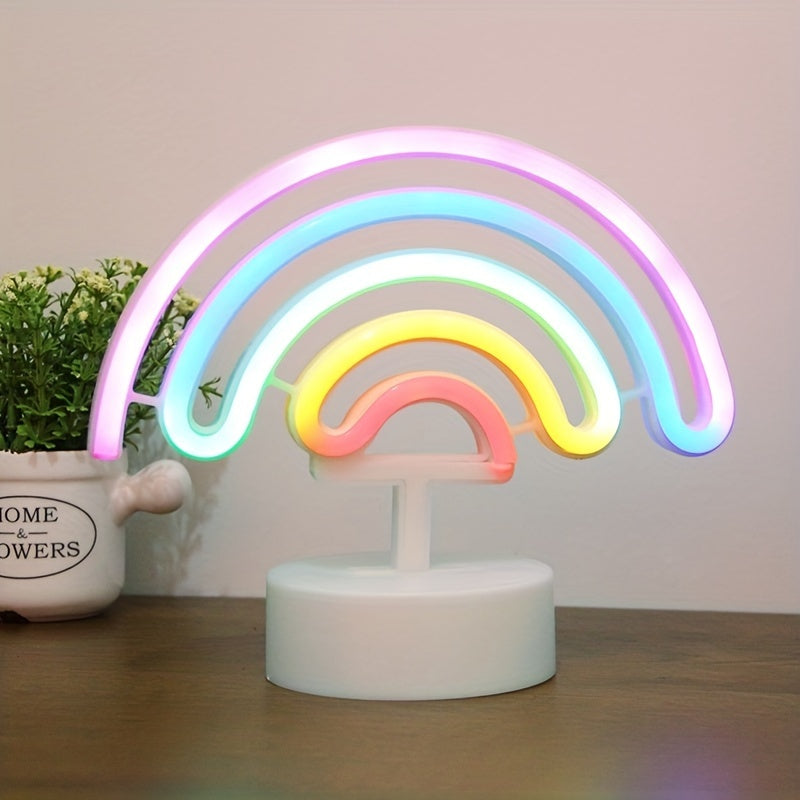 RainbowGlow – Moderne Neonregenboog met Designvoet