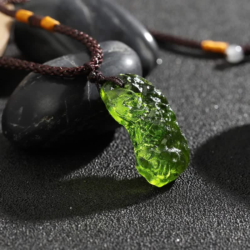 Alina's Enchanting Green Moldavite Pendant Necklace for Purification