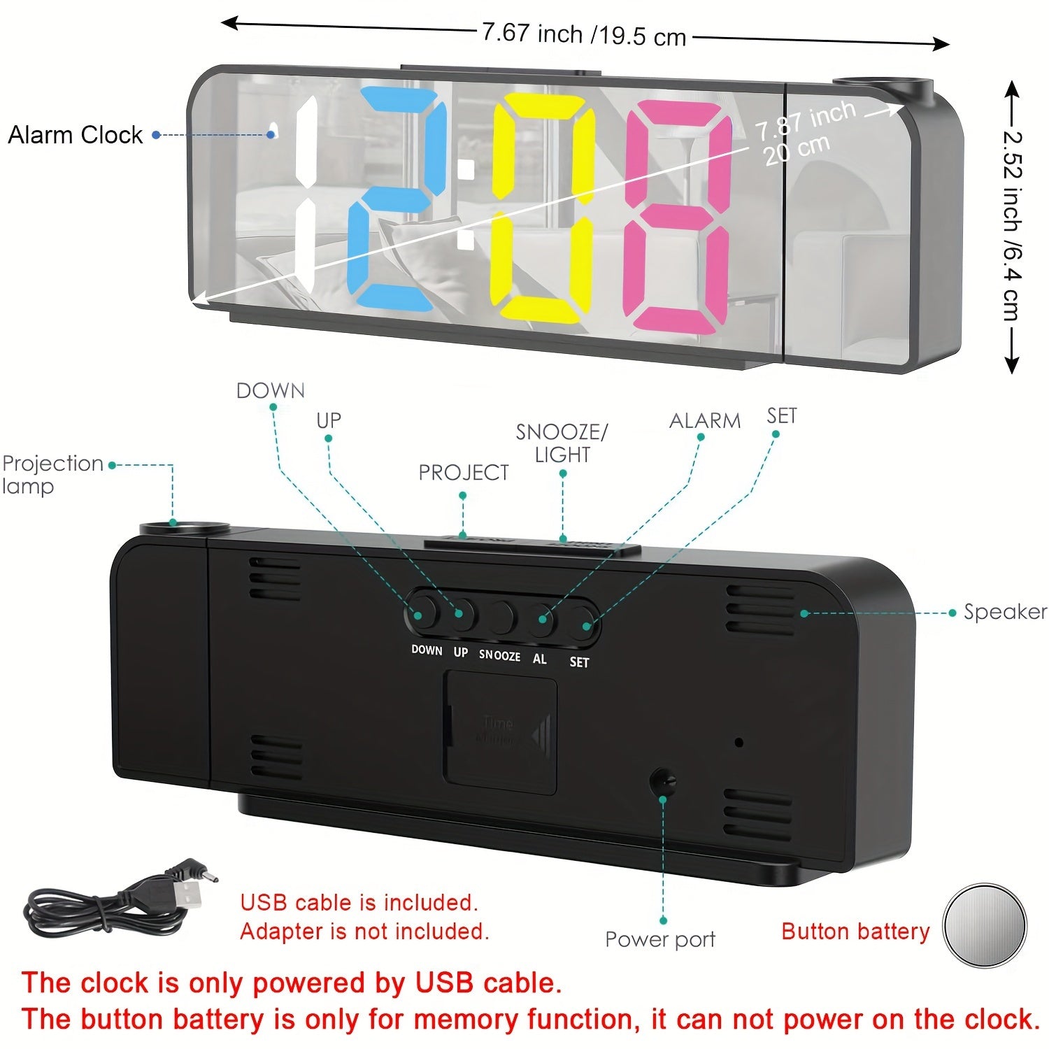 ProjectTime – Stijlvolle Digitale LED Wecker met Spiegel