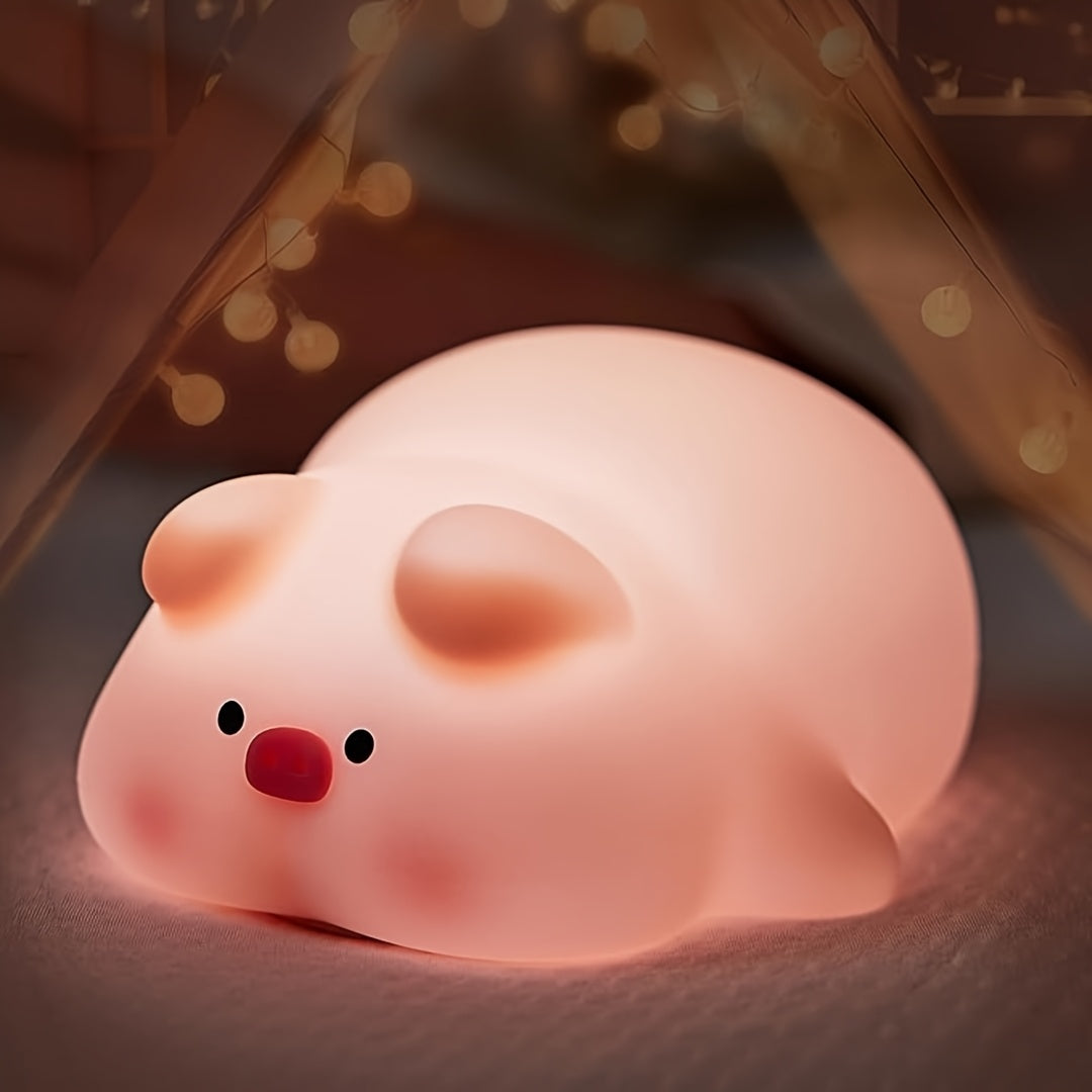 PiggyGlow – Cute Siliconen Nachtlampje, USB Oplaadbaar