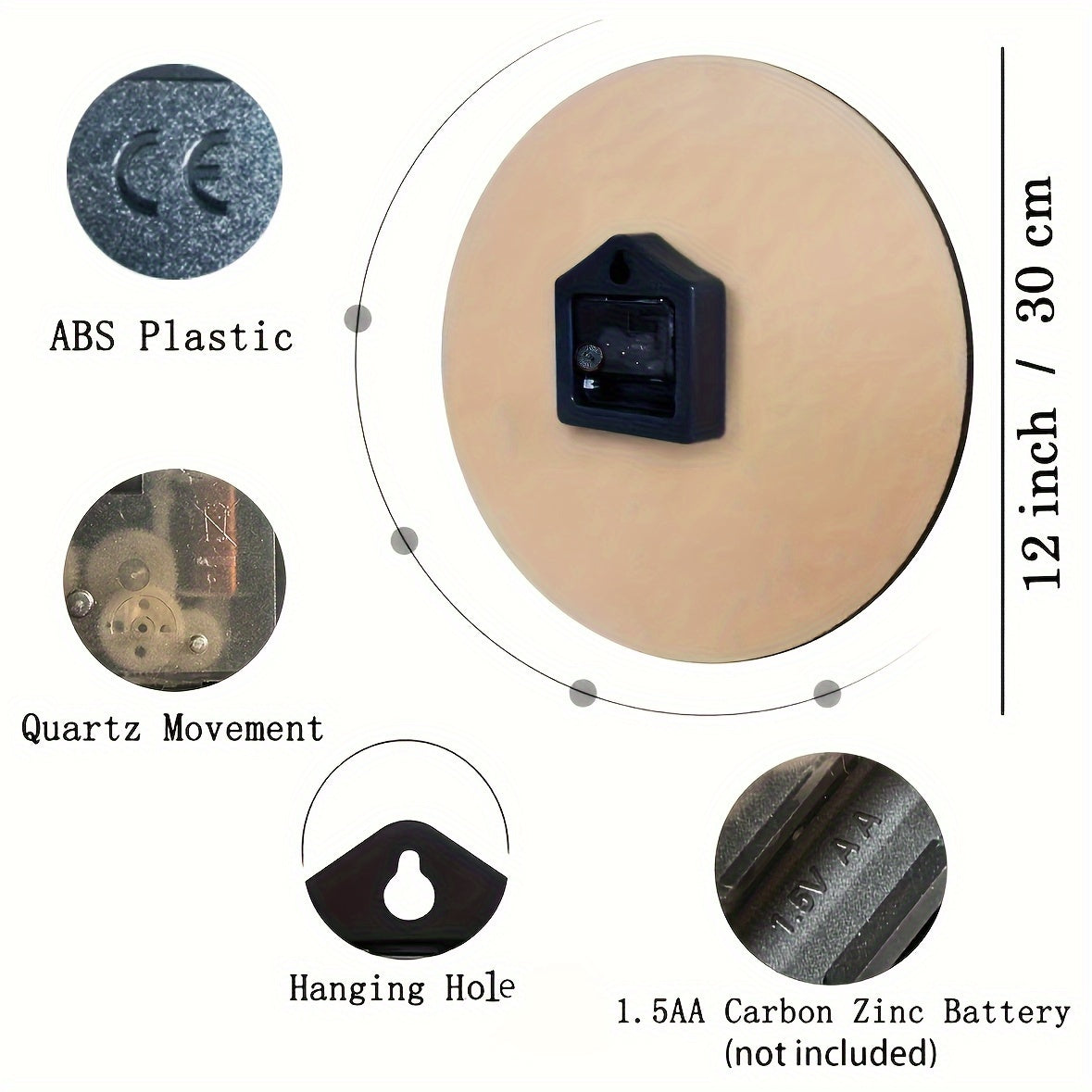 RustiqueClock – Natuurlijke Acryl Wandklok met Houtlook