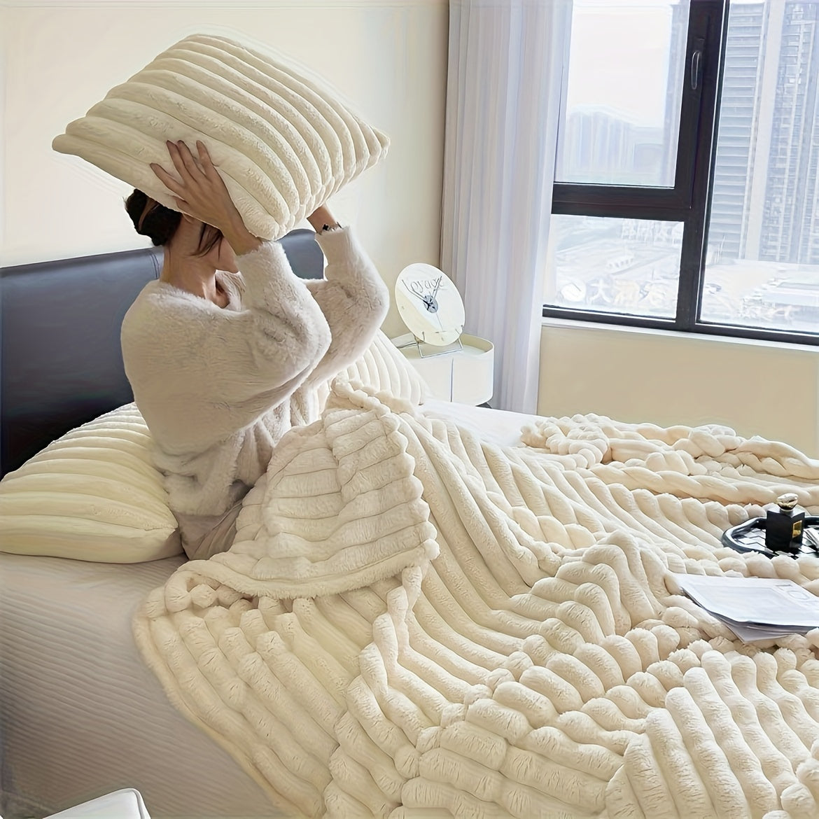 LuxeFleece – Elegante Franse Stijl Deken voor Comfort