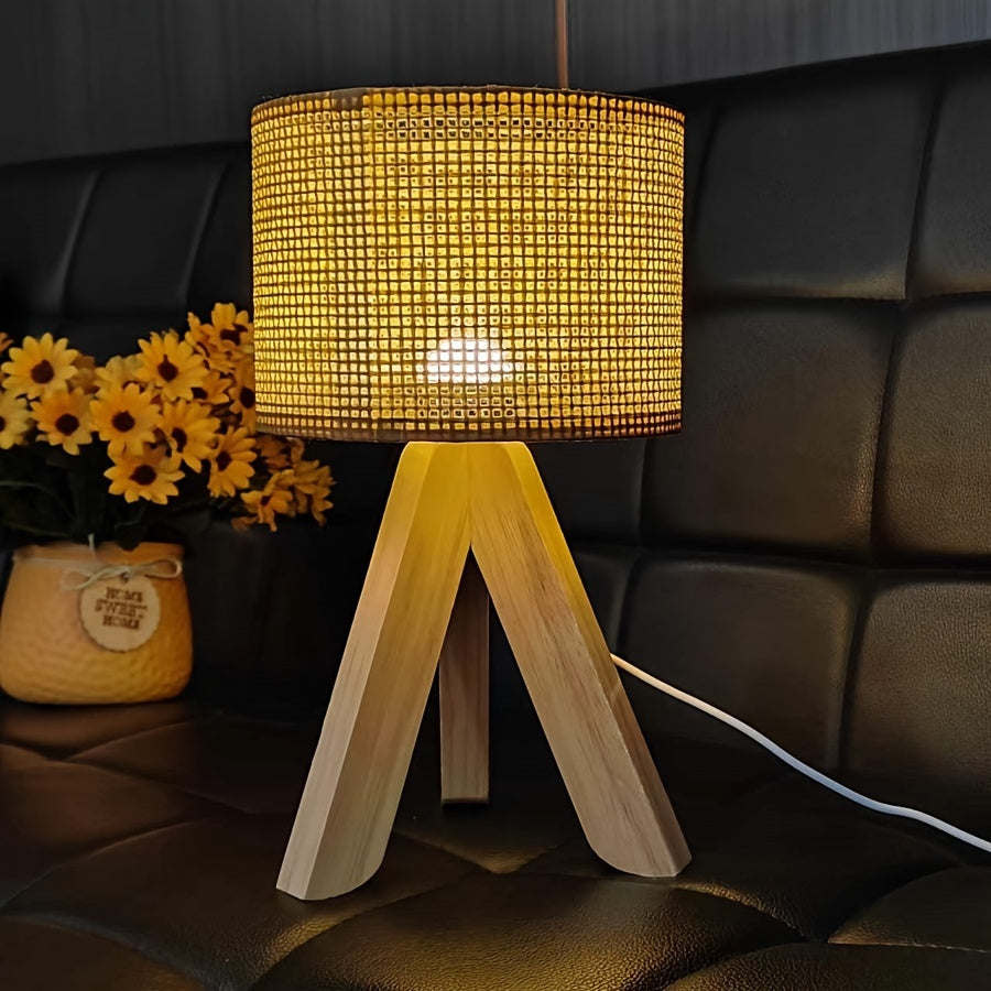 DecoGlow Lamp - Houten Tafellamp met USB Oplader