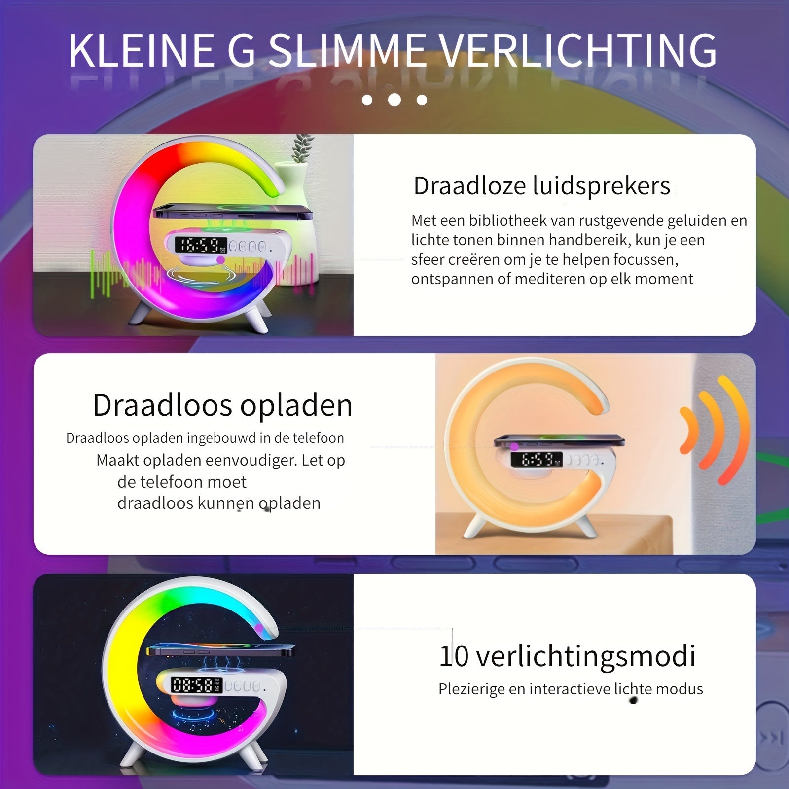 SlimLamp - Minimalistische Tafellamp met Wekker en Opladen