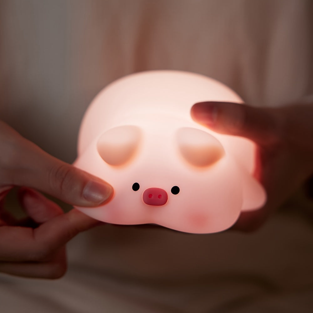 PiggyGlow – Cute Siliconen Nachtlampje, USB Oplaadbaar