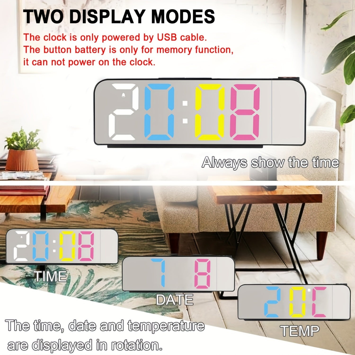 ProjectTime – Stijlvolle Digitale LED Wecker met Spiegel