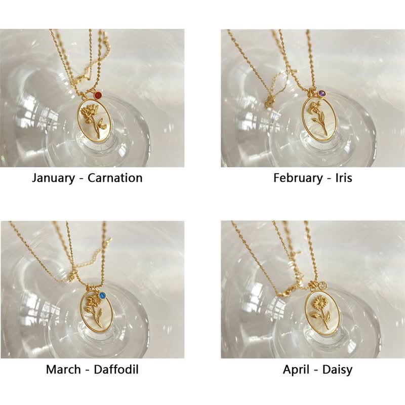 Aurora Geboortesteen en Geboortebloemen Halsketting – Een Persoonlijk Sieraad voor Mijnlieve Mensen