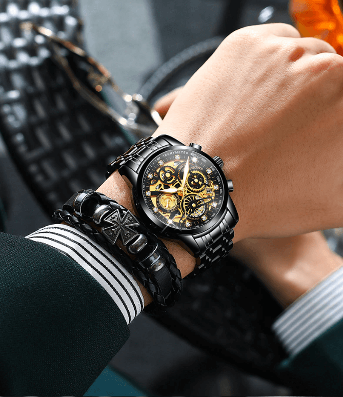 SkeletonWatch - Stijlvol Herenhorloge met Zwart Design