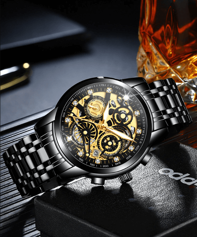 SkeletonWatch - Stijlvol Herenhorloge met Zwart Design