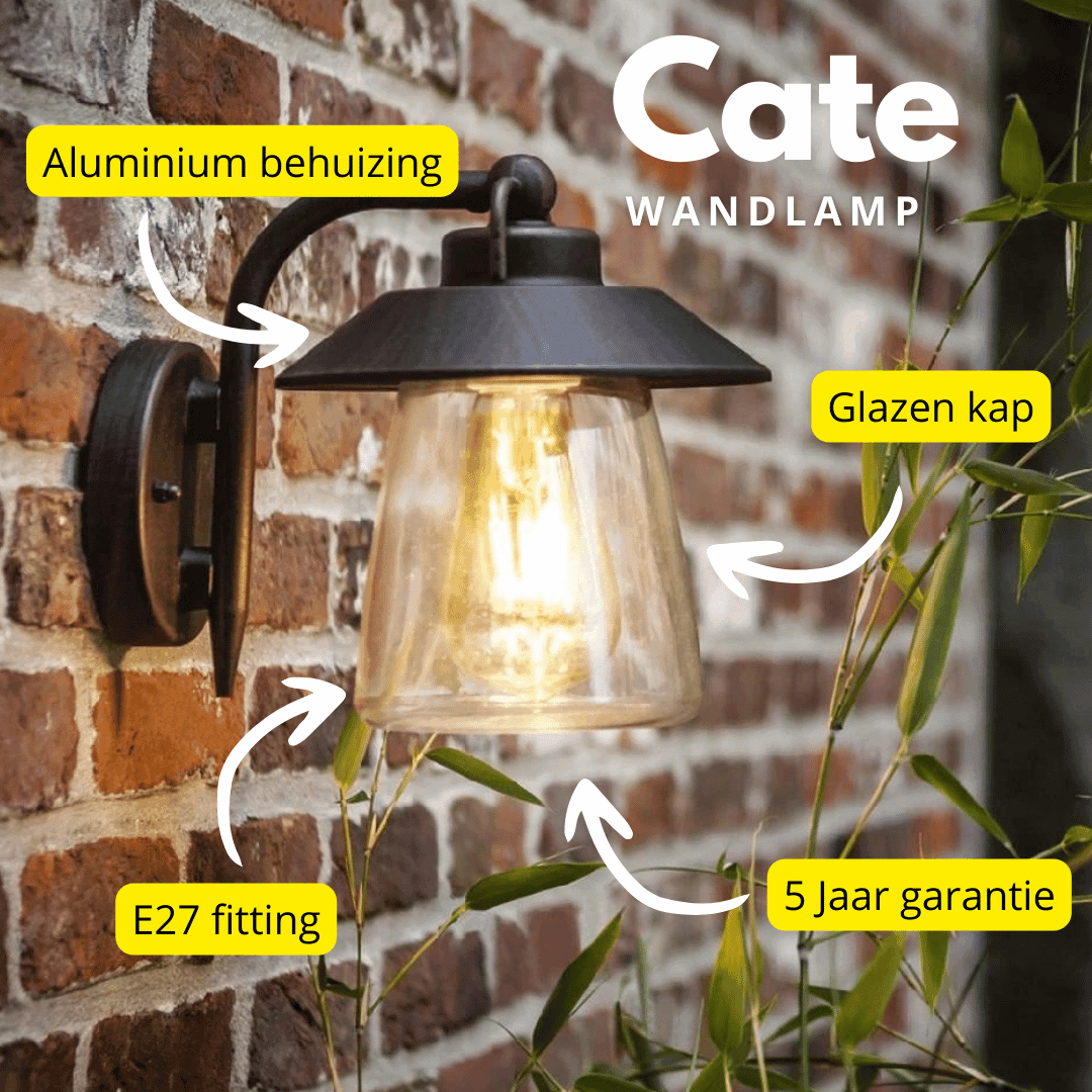Cate Outdoor Light – Zwarte Glas & Roest LED Lamp