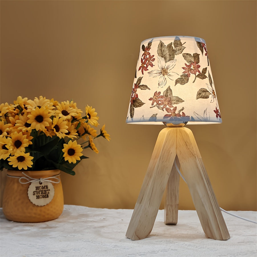 FloralGlow Lamp - Elegante LED Tafellamp met Hout