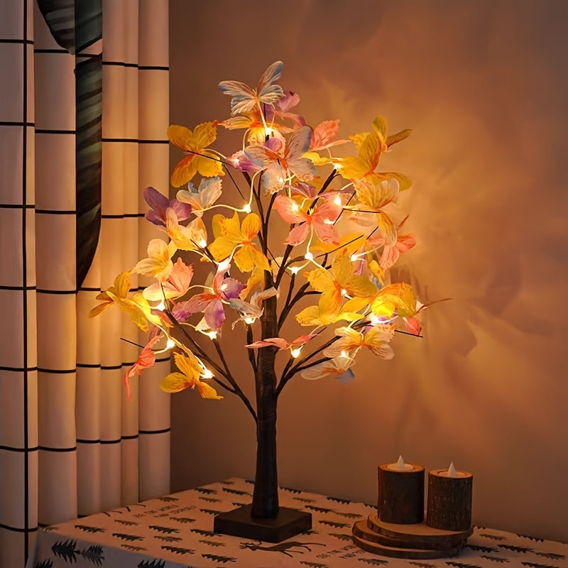 GlowBirch - Stijlvolle LED Lamp met Berken Vlindermotief