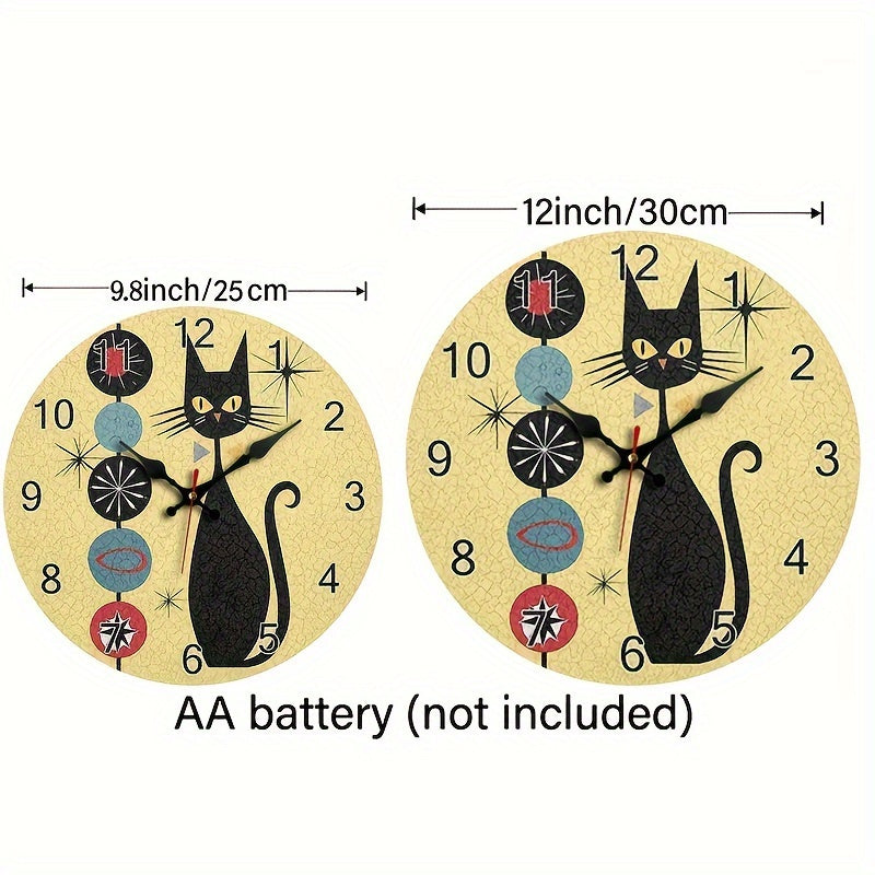 CoolCat Klok - Moderne Stille Wandklok van Hout