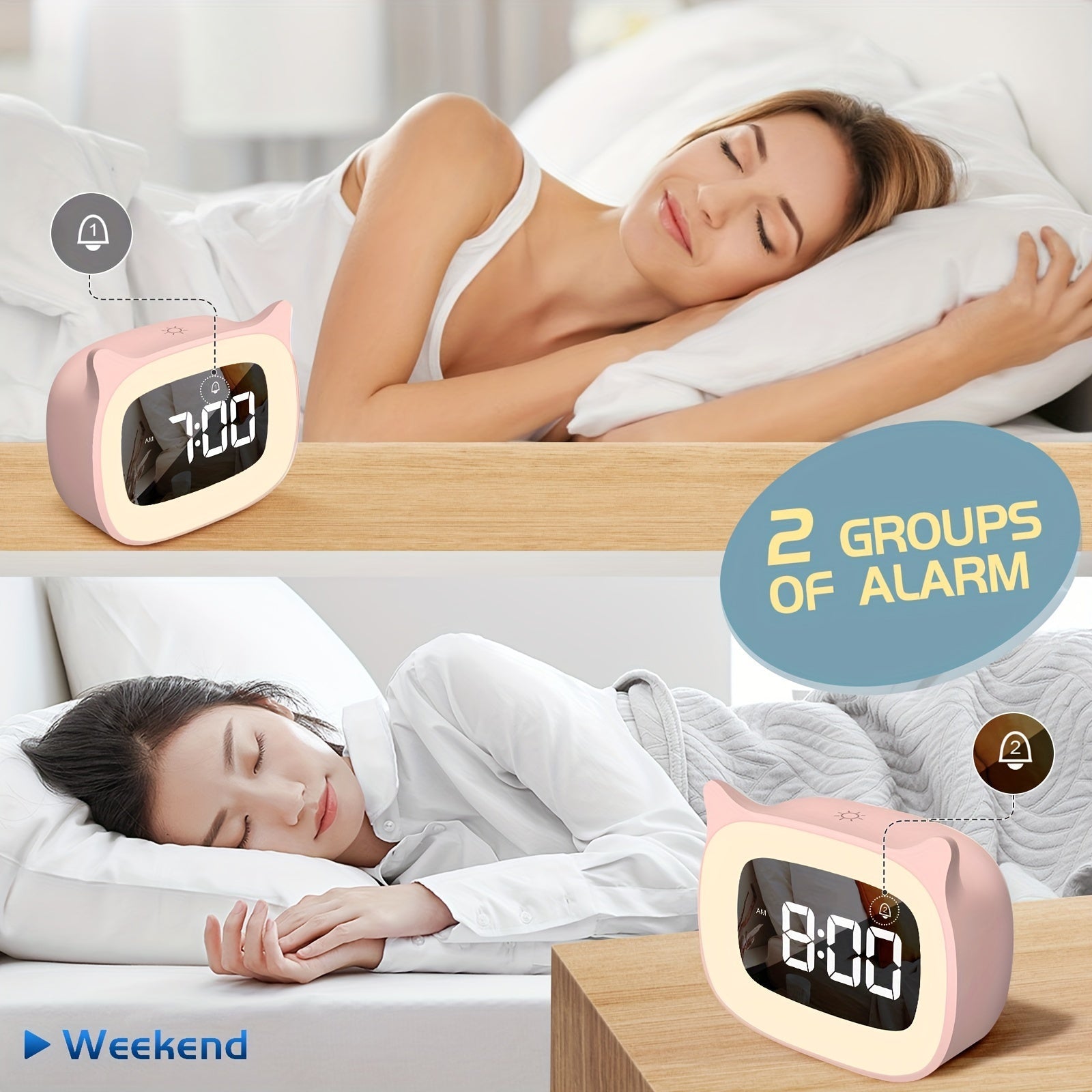 KittyGlow - Charmante Kattenwekker met Nachtverlichting