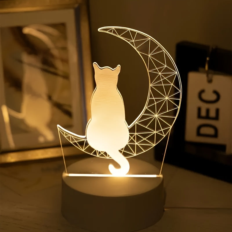 MoonGlow Lamp - 3D Kat Tafelverlichting USB