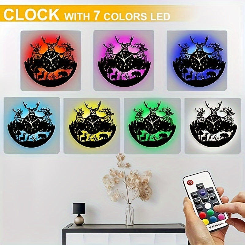 DeerGlow Klok - Unieke Vinyl Hert Wanddecoratie