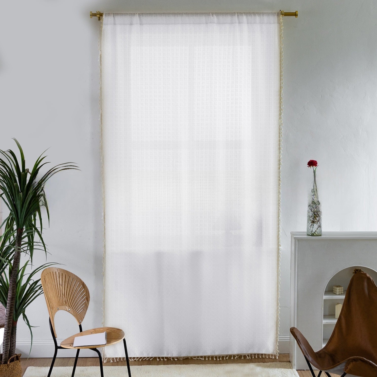 FringeElegance Curtains - Luxe Jacquard met Franje voor Tijdloze Stijl