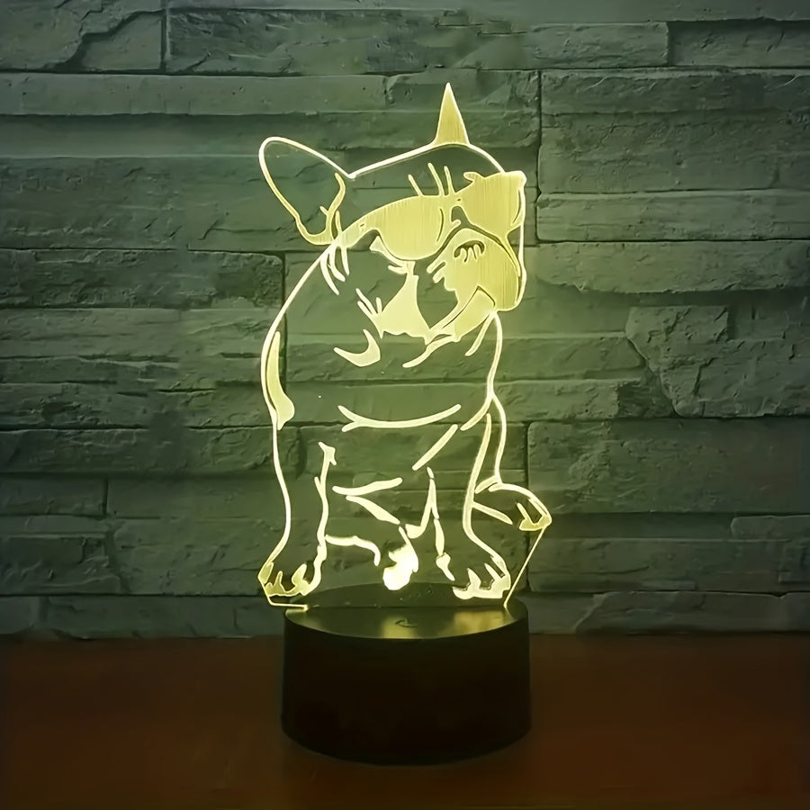 DecoBulldog - 3D Franse Bulldog Lamp met Kleuren